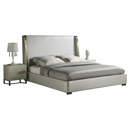 Lit design de luxe PERFECTO, avec sommier à lattes, gris clair , 140x190