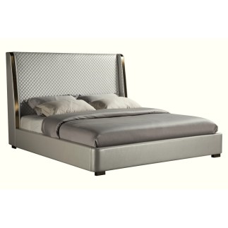 Lit design de luxe PERFECTO, avec sommier à lattes, gris clair , 140x190