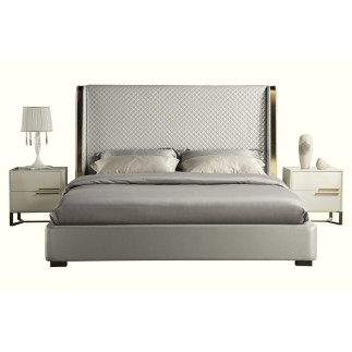 Lit design de luxe PERFECTO, avec sommier à lattes, gris clair , 140x200