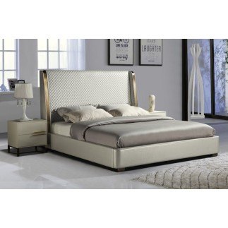 Lit design de luxe PERFECTO, avec sommier à lattes, blanc, 140x200