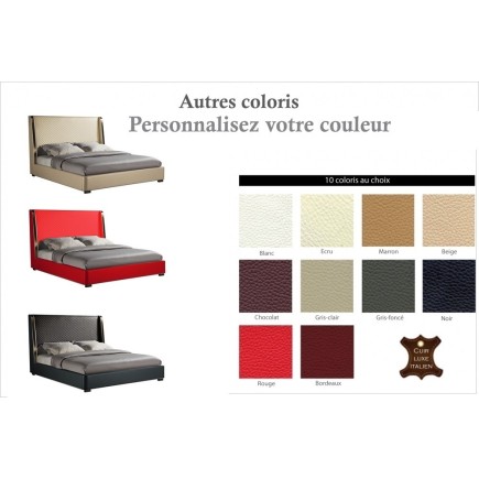 Lit design de luxe PERFECTO, avec sommier à lattes, couleur personnalisée, 140x190