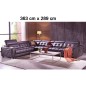 canapé d'angle en cuir de buffle italien de luxe 6/7 places, prestigia, personnalisé sur mesure 363x289 cm, sans la tablette de