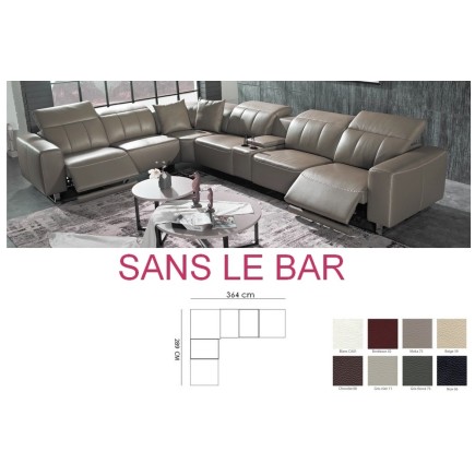 Canapé d'angle relax en cuir de buffle italien de luxe double relax électrique sans le bar personnalisé sur demande du client, 3