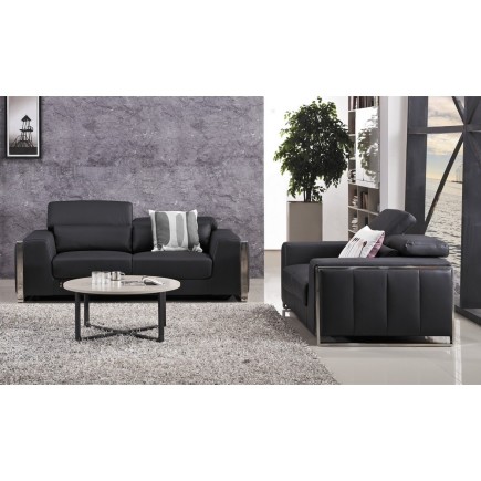 2eme paiement de la commande: Ensemble canapé 3 places et 2 places en cuir italien buffle luxy, noir, 6x sans frais, total de la