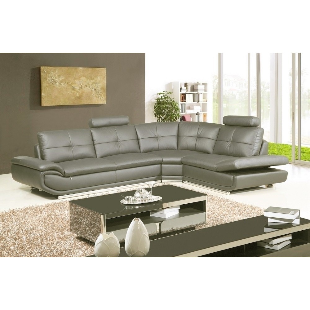 3eme paiement de la commande: Canapé d'angle en cuir buffle italien de luxe 6/7 places bellaligna, gris foncé, angle droit, 6x s