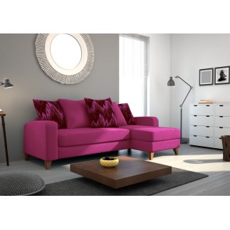 Canapé d'angle en tissu de qualité SATURNE, rose fuschia.