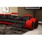 Canapé d'angle en cuir italien : 5/6 places PETIT EXCELIA, noir et rouge, angle gauche Canapé d'angle en cuir italien : 5/6 places PETIT EXCELIA, noir et rouge, angle gauche