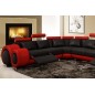 Canapé d'angle en cuir italien : 5/6 places PETIT EXCELIA, noir et rouge, angle gauche Canapé d'angle en cuir italien : 5/6 places PETIT EXCELIA, noir et rouge, angle gauche