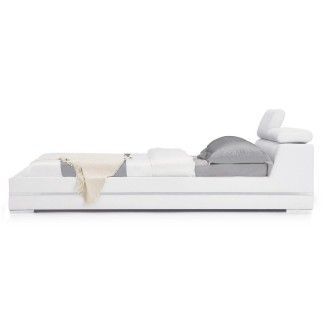 Lit design en cuir italien de luxe FENDO, avec sommier à lattes, blanc, 140x190