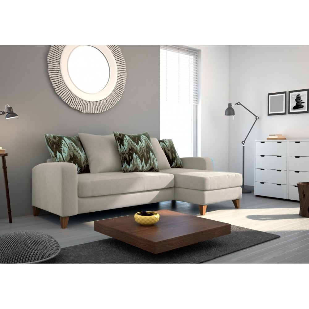 Canapé d'angle en tissu de qualité SATURNE, beige, angle droit