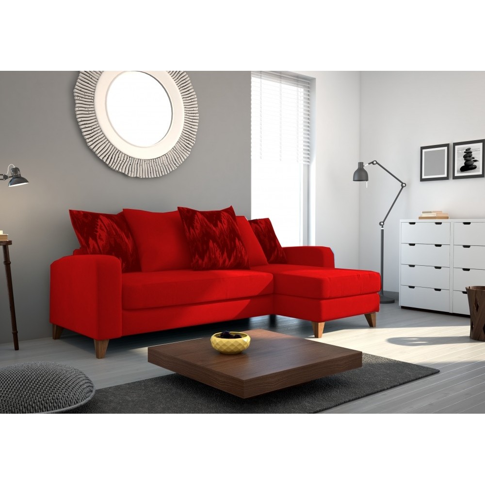 Canapé d'angle en tissu de qualité SATURNE, rouge, angle droit Canapé d'angle en tissu de qualité SATURNE, rouge, angle droit