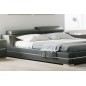 Lit design en cuir italien de luxe FENDO, avec sommier à lattes, gris foncé, 180x200 Lit design en cuir italien de luxe FENDO, avec sommier à lattes, gris foncé, 180x200