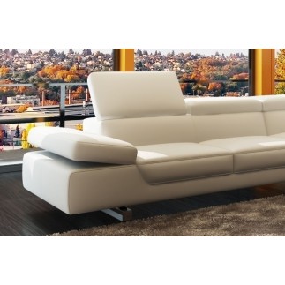 Canapé d'angle en cuir Prestige luxe italien 5/6 places Grand GEORGE, coloris blanc, angle droit