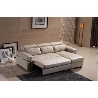 Canapé d'angle convertible cuir buffle italien 5 places, ALLURE, gris foncé, angle droit