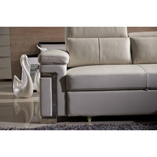 Canapé d'angle convertible cuir buffle italien 5 places, ALLURE, gris foncé, angle droit