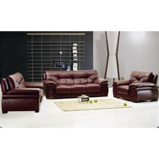 Ensemble OXFORD 3 pièces: composé d'un canapé 3 places + 2 places + fauteuil en cuir luxe italien vachette, chocolat