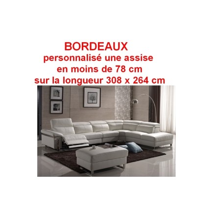 Canapé d'angle relax en cuir buffle italien, de luxe RELAXINO personnalisé sur mesure avec une assise en moins de 78 cm, sur dem