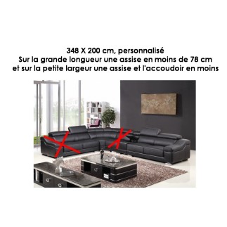 Canapé d'angle en cuir buffle italien de luxe LONDRES, sur mesure personnalisé selon de la demande du client: 348X200 cm. Sur la