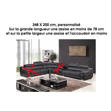 Canapé d'angle en cuir buffle italien de luxe LONDRES, sur mesure personnalisé selon de la demande du client: 348X200 cm. Sur la