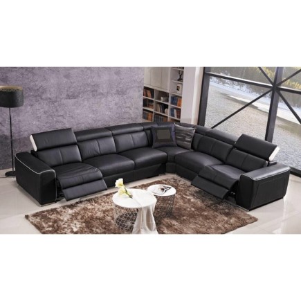 Solde de paiement de la commande: Canapé d'angle double relax électrique en cuir de buffle italien de luxe 7/8 places bestrelax,
