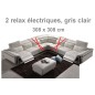Canapé d'angle 2 relax électriques, cuir buffle italien luxe RELAXINO, gris clair, personnalisé sur mesure sur demande du client Canapé d'angle 2 relax électriques, cuir buffle italien luxe RELAXINO, gris clair, personnalisé sur mesure sur demande du client