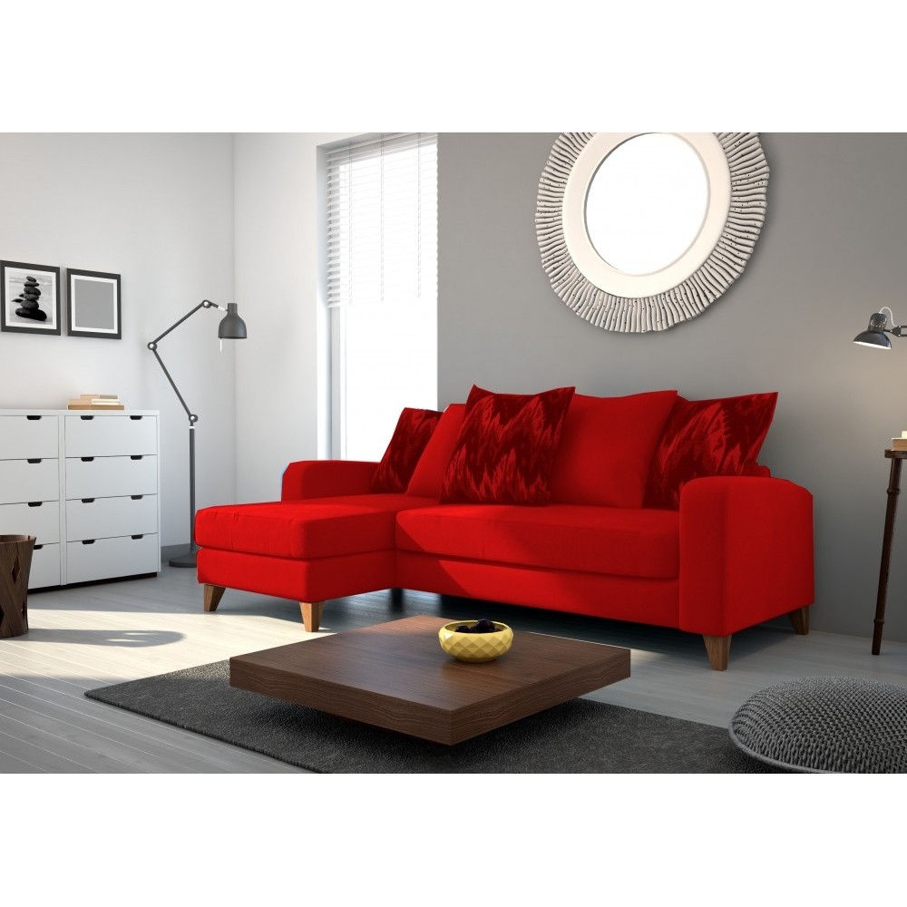 Canapé d'angle en tissu de qualité SATURNE, rouge, angle gauche Canapé d'angle en tissu de qualité SATURNE, rouge, angle gauche