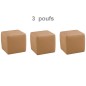 Ensemble de 3 poufs carré en cuir, beige Ensemble de 3 poufs carré en cuir, beige