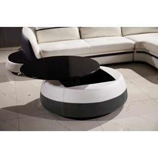 Table basse design de qualité, blanc et gris foncé, GENETO