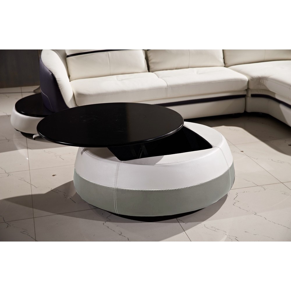 Table basse design de qualité, blanc et gris clair, GENETO Table basse design de qualité, blanc et gris clair, GENETO