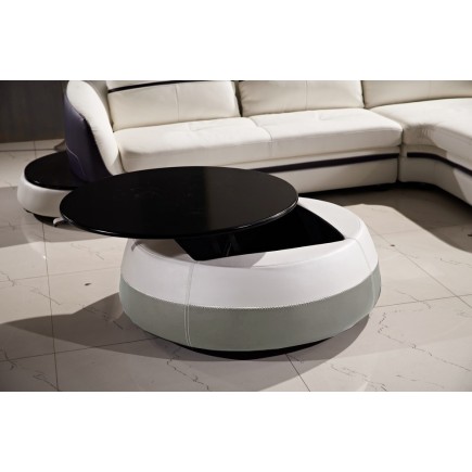 Table basse design de qualité, blanc et gris clair, GENETO