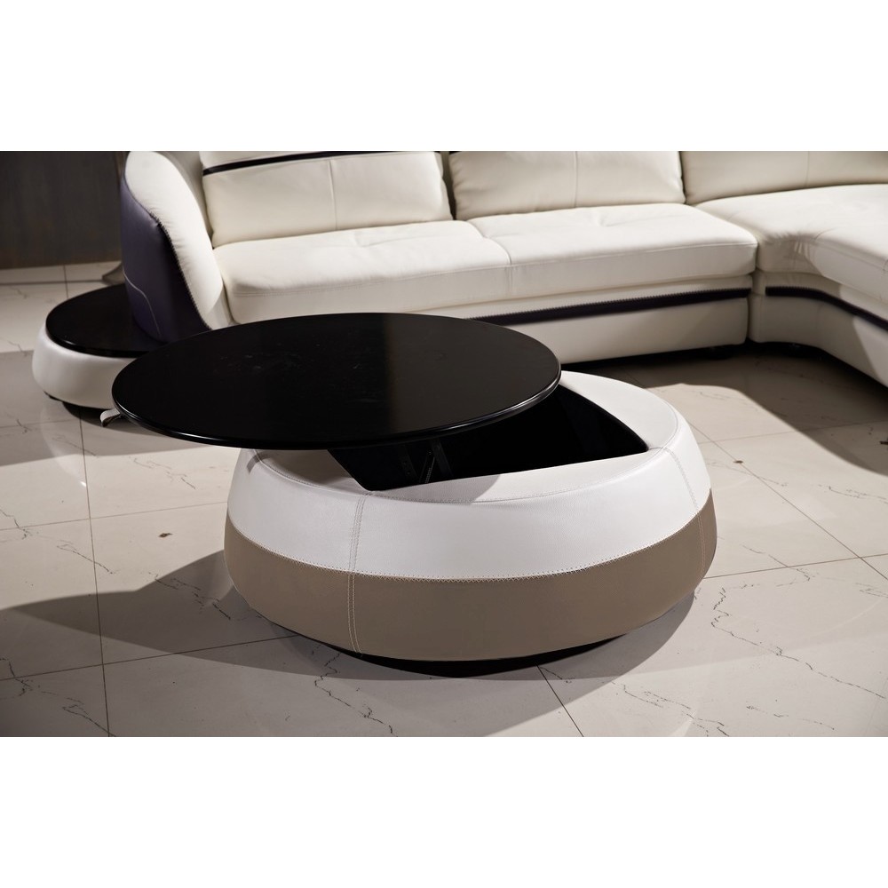 Table basse design de qualité, blanc et moka, GENETO Table basse design de qualité, blanc et moka, GENETO