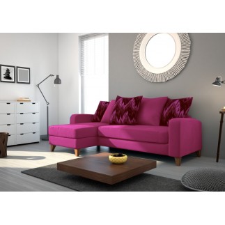 Canapé d'angle en tissu de qualité SATURNE, rose fuschia.