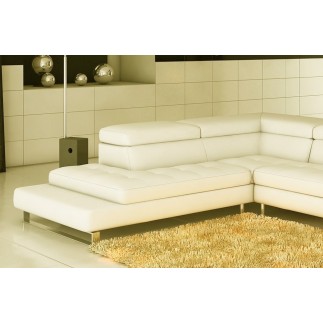 Canapé d'angle en cuir italien Prestige Luxe 5/6 places Grand CITY, écru, angle gauche