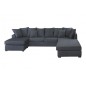 Canapé d'angle panoramique en tissu de qualité BELO, méridienne droite, gris Canapé d'angle panoramique en tissu de qualité BELO, méridienne droite, gris