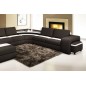 Canapé d'angle PROVENCE en cuir haut de gamme italien vachette, noir et blanc, table offerte, et grande banquette, angle droit, Canapé d'angle PROVENCE en cuir haut de gamme italien vachette, noir et blanc, table offerte, et grande banquette, angle droit,
