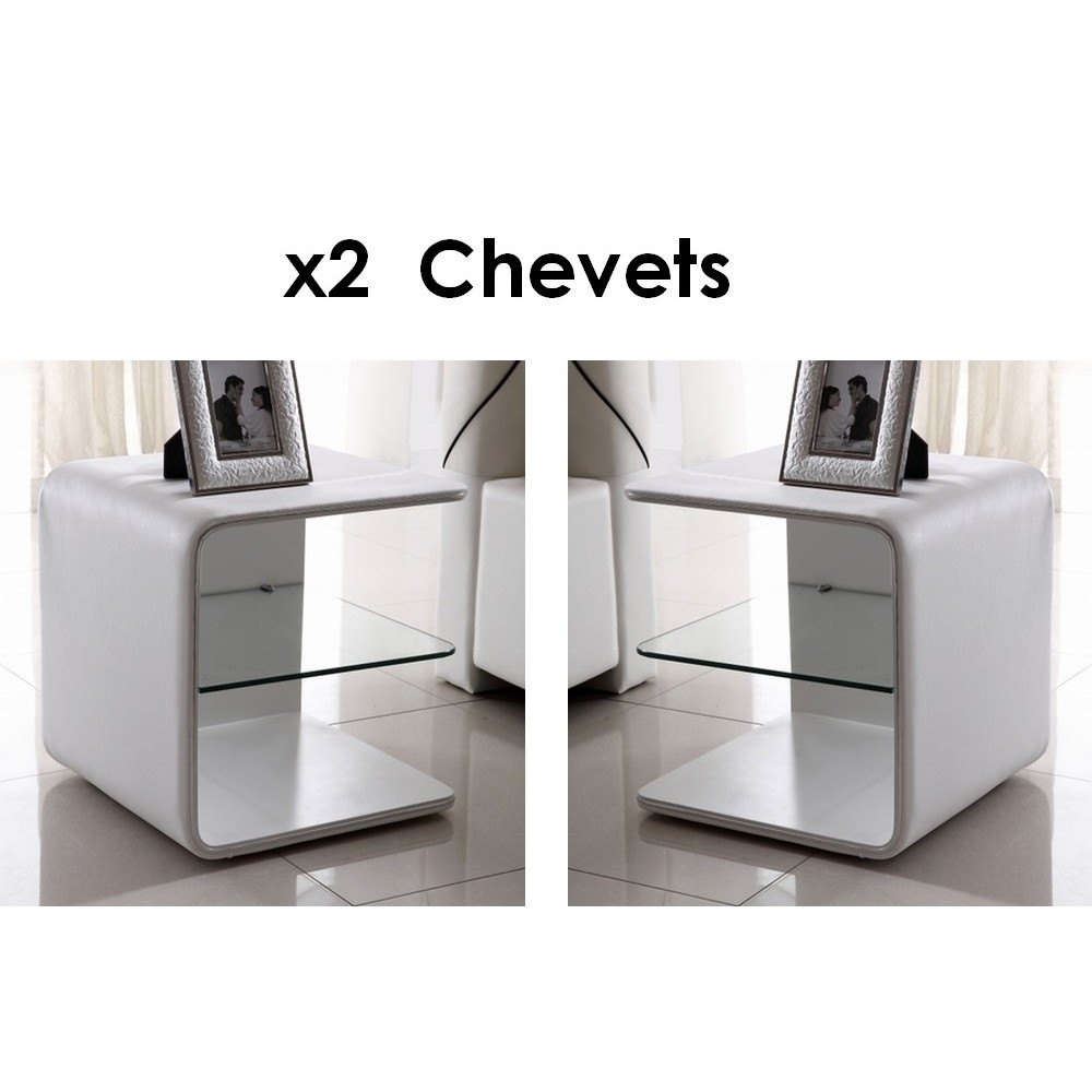 2 Chevets de qualité supérieure ELVIN, blanc (gauche et droit) 2 Chevets de qualité supérieure ELVIN, blanc (gauche et droit)