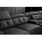 Canapé d'angle avec 2 relax électriques en cuir de buffle italien de luxe, 8 places MONACO, POUF OFFERT, noir, angle droit Canapé d'angle avec 2 relax électriques en cuir de buffle italien de luxe, 8 places MONACO, POUF OFFERT, noir, angle droit