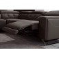 Canapé d'angle avec 2 relax électriques en cuir de buffle italien de luxe, 8 places MONACO, POUF OFFERT, noir, angle droit Canapé d'angle avec 2 relax électriques en cuir de buffle italien de luxe, 8 places MONACO, POUF OFFERT, noir, angle droit
