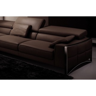 Canapé d'angle en cuir italien 5 places SUEDE, chocolat, angle gauche
