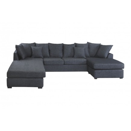 Canapé d'angle panoramique en tissu de qualité BELO, méridienne gauche, gris