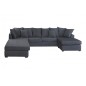 Canapé d'angle panoramique en tissu de qualité BELO, méridienne gauche, gris Canapé d'angle panoramique en tissu de qualité BELO, méridienne gauche, gris