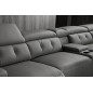 Canapé d'angle avec 2 relax électriques en cuir de buffle italien de luxe, 8 places MONACO, POUF OFFERT, gris foncé, angle droit Canapé d'angle avec 2 relax électriques en cuir de buffle italien de luxe, 8 places MONACO, POUF OFFERT, gris foncé, angle droit
