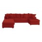Canapé d'angle panoramique en tissu de qualité BELO, méridienne gauche, rouge Canapé d'angle panoramique en tissu de qualité BELO, méridienne gauche, rouge