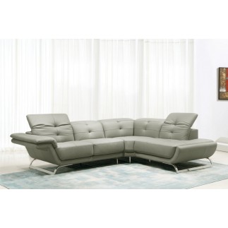 1er paiement de la commande: Canapé d'angle en cuir italien 5 places moderni, gris clair, angle droit, 6x sans frais, total de l