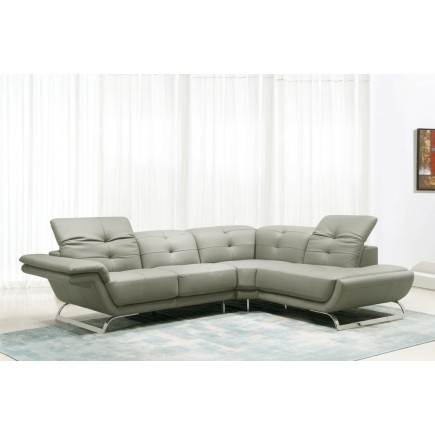 1er paiement de la commande: Canapé d'angle en cuir italien 5 places moderni, gris clair, angle droit, 6x sans frais, total de l