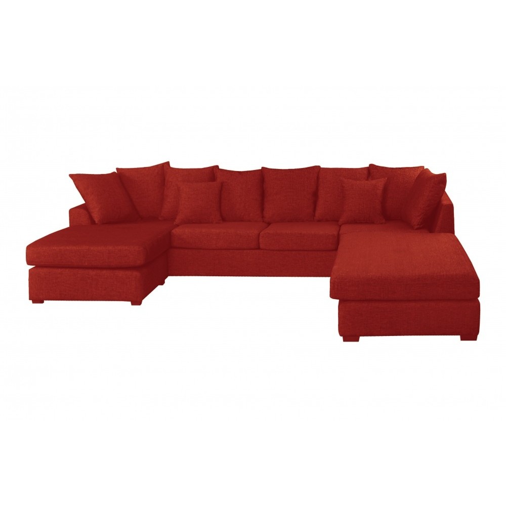 Canapé d'angle panoramique en tissu de qualité BELO, méridienne droite, rouge Canapé d'angle panoramique en tissu de qualité BELO, méridienne droite, rouge