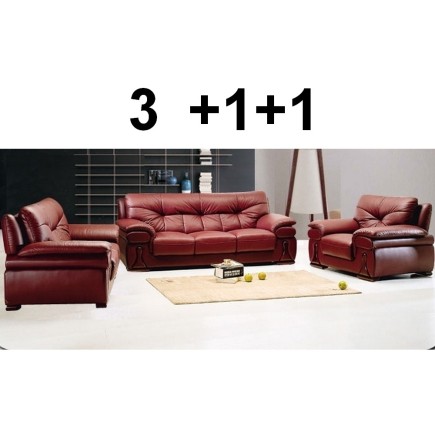 Solde de paiement de la commande : Ensemble oxford 3 pièces: composé d'un canapé: 3+1+1, 3 places + 2 fauteuils en cuir luxe ita