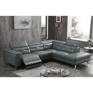 1er paiement de la commande: Canapé d'angle avec un relax électrique en cuir de buffle italien de luxe 6 places revolax gris fon