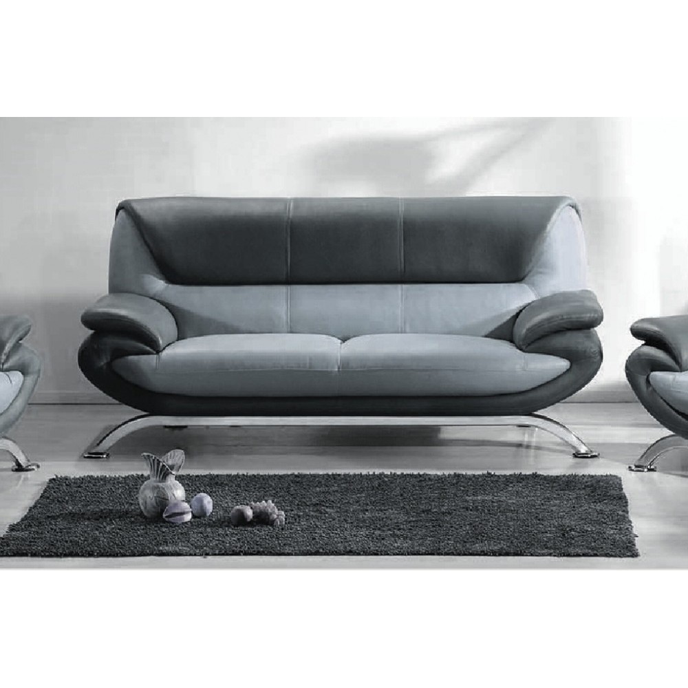 Canapé 3 places en cuir italien SICILIA, gris clair et gris foncé Canapé 3 places en cuir italien SICILIA, gris clair et gris foncé