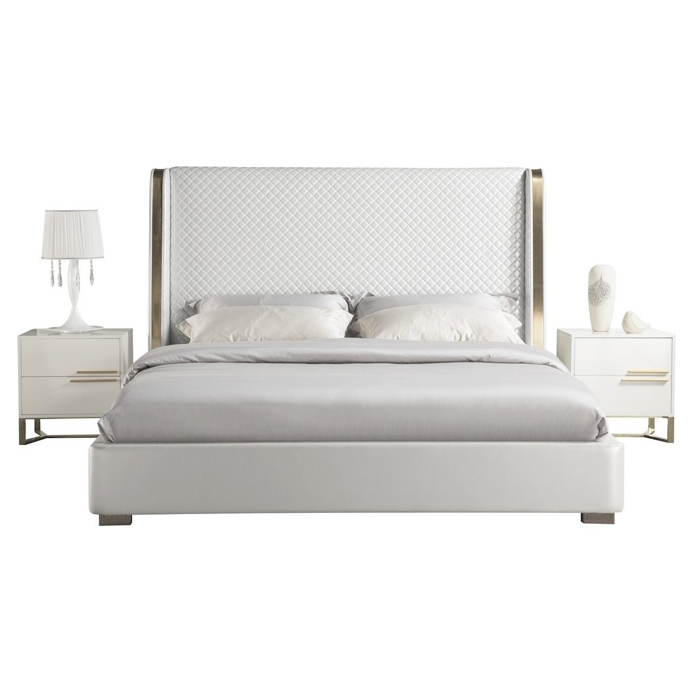 2eme paiement de la commande: Lit design en cuir italien de luxe perfecto, avec sommier à lattes, blanc, 140x190, , montant tota